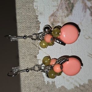 Boho style coral pierced earrings J21
